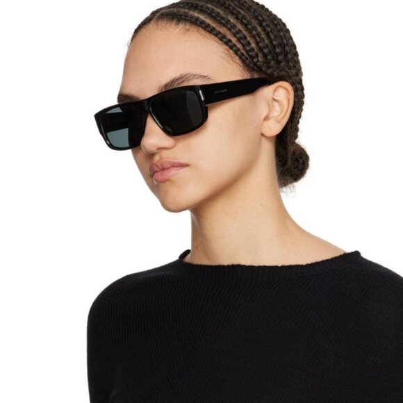 Saint Laurent SL689 004 Sunglasses Brown Rectangle Frame, Grey Lenses - Picture 3 of 10